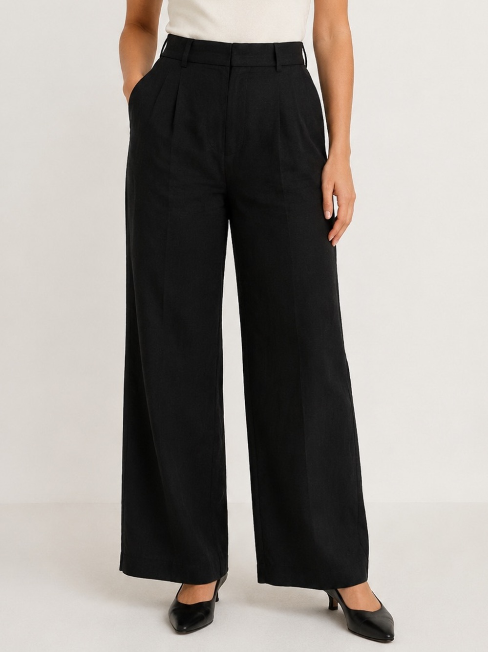 Abercrombie & Fitch Black High Rise Wide Leg Trousers Size 26/2 L